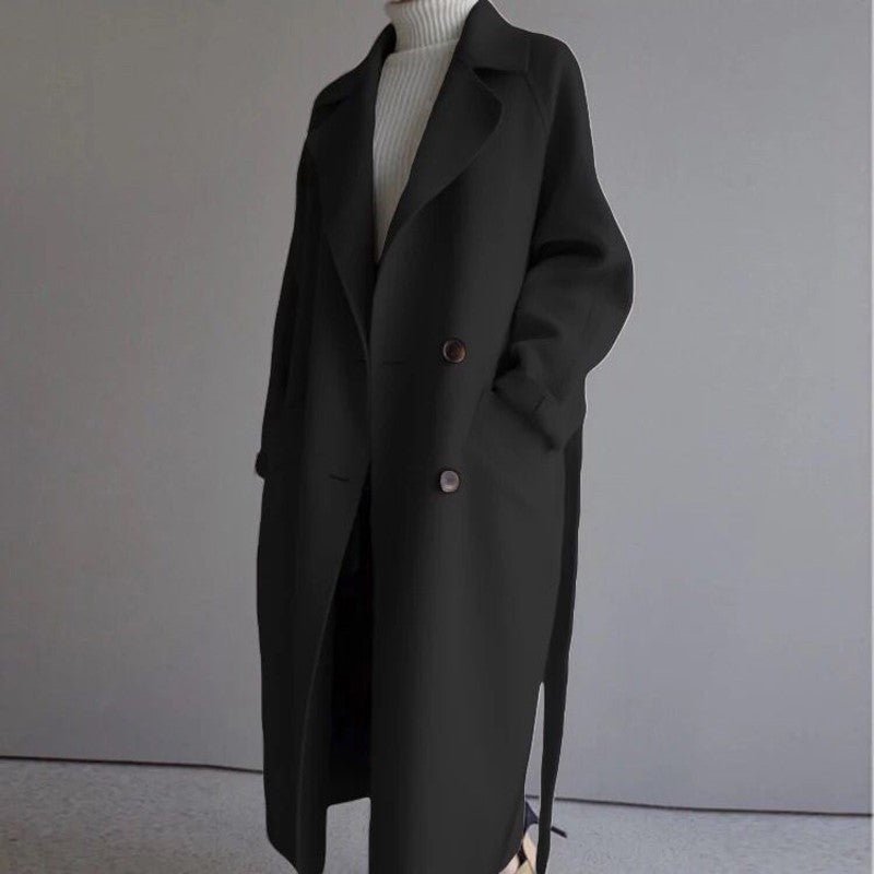 Sophisticated Women's Trench Coat - Tailored Double-Breasted Winter Outerwear