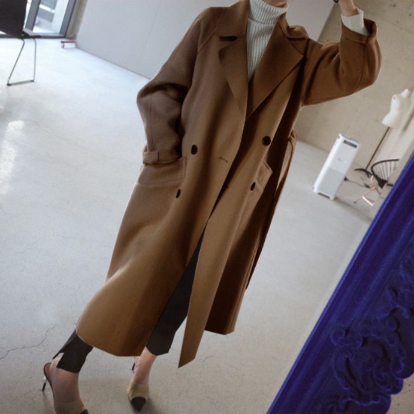 Sophisticated Women's Trench Coat - Tailored Double-Breasted Winter Outerwear