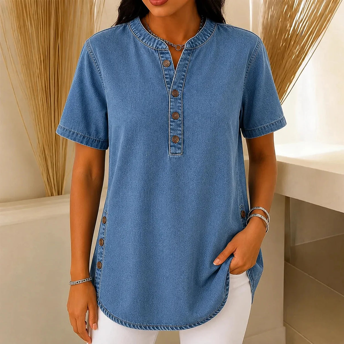 Tilda Side Button Henley Tunic