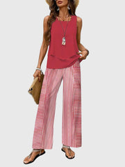 Noa Square Neck Leaf Print Two-Piece Set