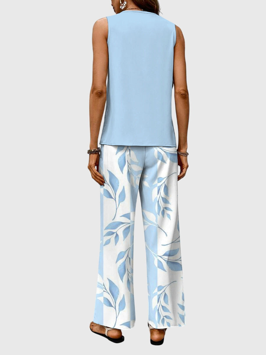 Noa Square Neck Leaf Print Two-Piece Set