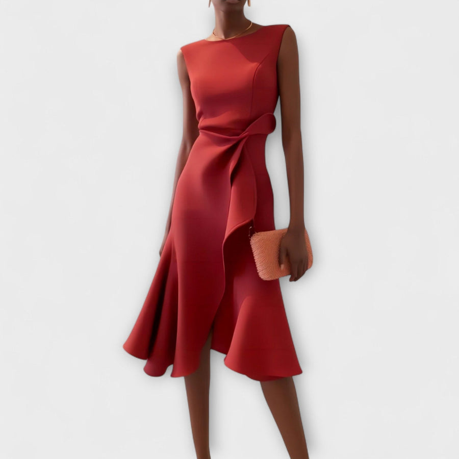 Lucie Sleeveless Asymmetric Midi Dress