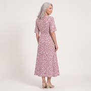 Francesca V-Neck Flutter Sleeve Midi Dress