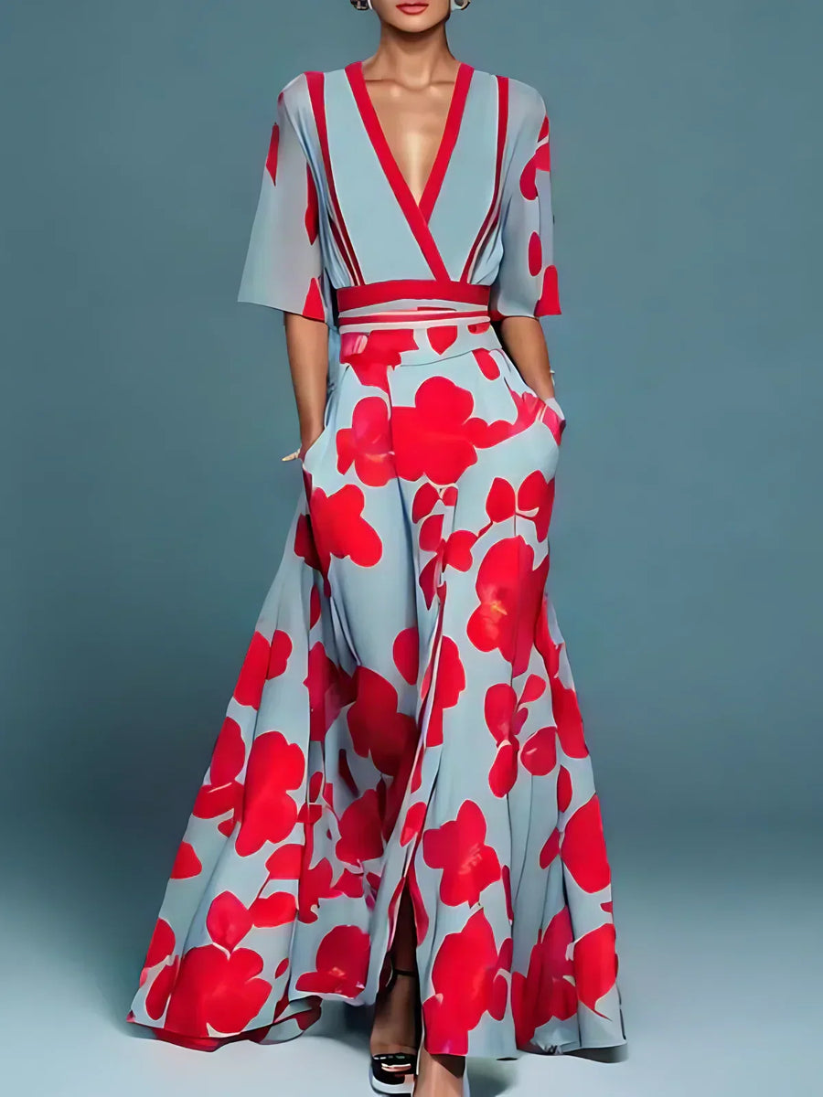 Zinnia V-Neck Floral Maxi Dress