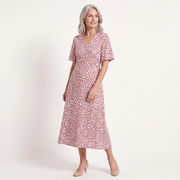 Francesca V-Neck Flutter Sleeve Midi Dress