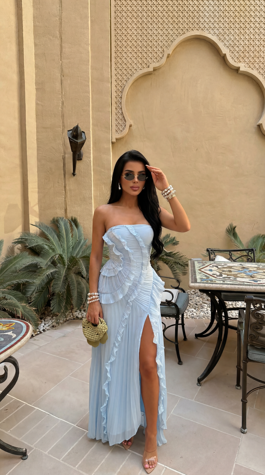 Sadie Strapless Ruffle Maxi Dress