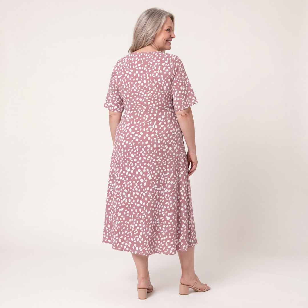 Francesca V-Neck Flutter Sleeve Midi Dress