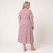 Francesca V-Neck Flutter Sleeve Midi Dress