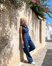 Lennox Zip Front Denim Jumpsuit