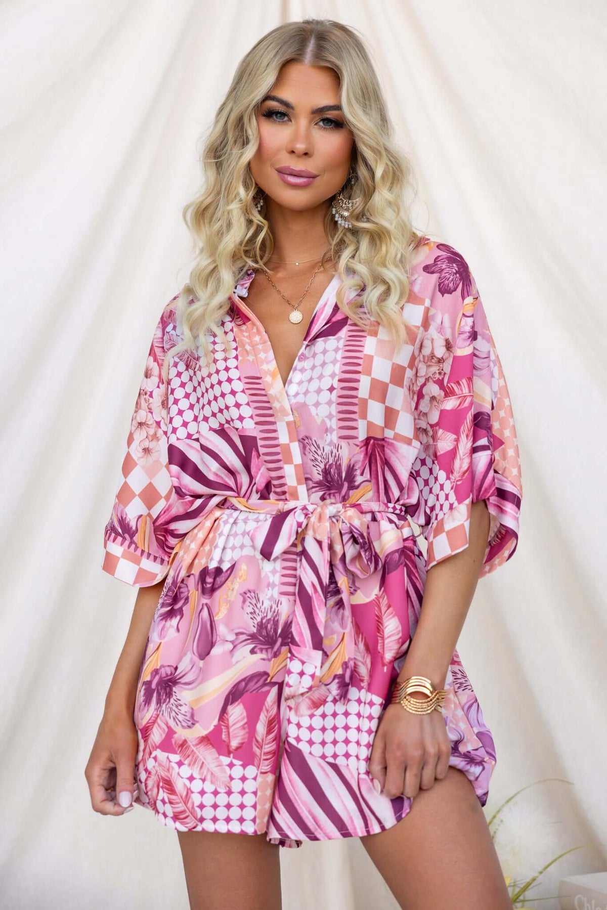 Auretta Printed Tie Waist Playsuit
