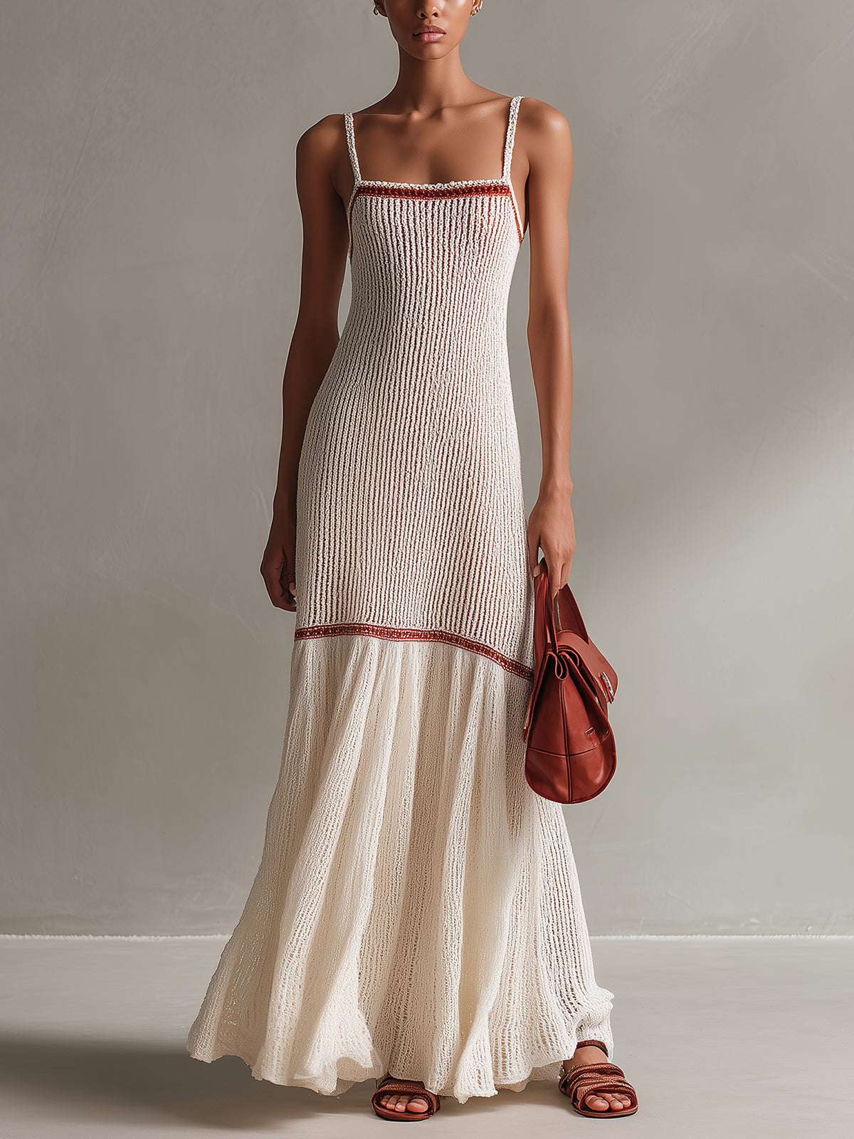 Ava | Chic Cream White Spaghetti Strap Maxi Dress 0