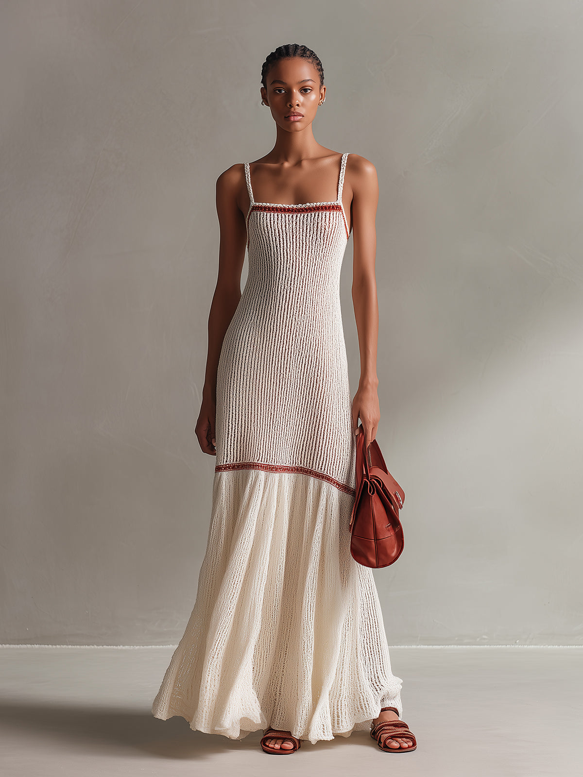 Ava | Chic Cream White Spaghetti Strap Maxi Dress 1