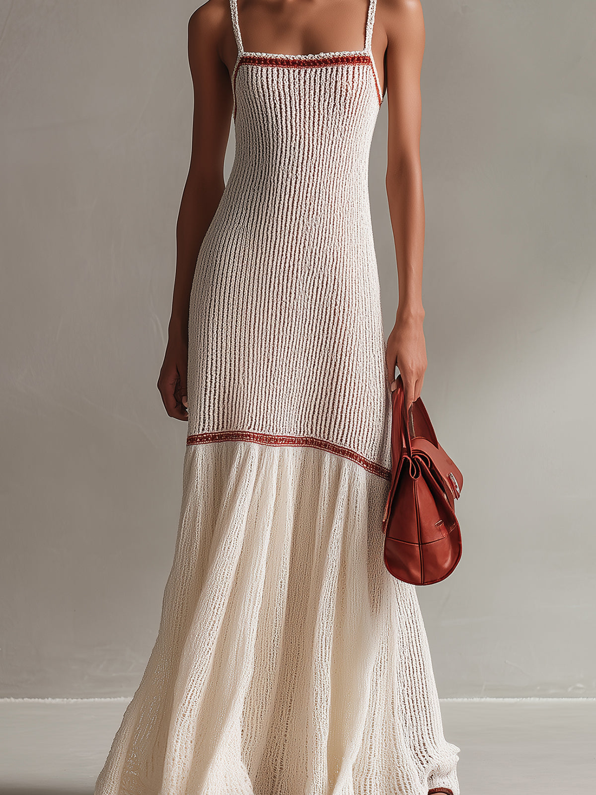 Ava | Chic Cream White Spaghetti Strap Maxi Dress 2