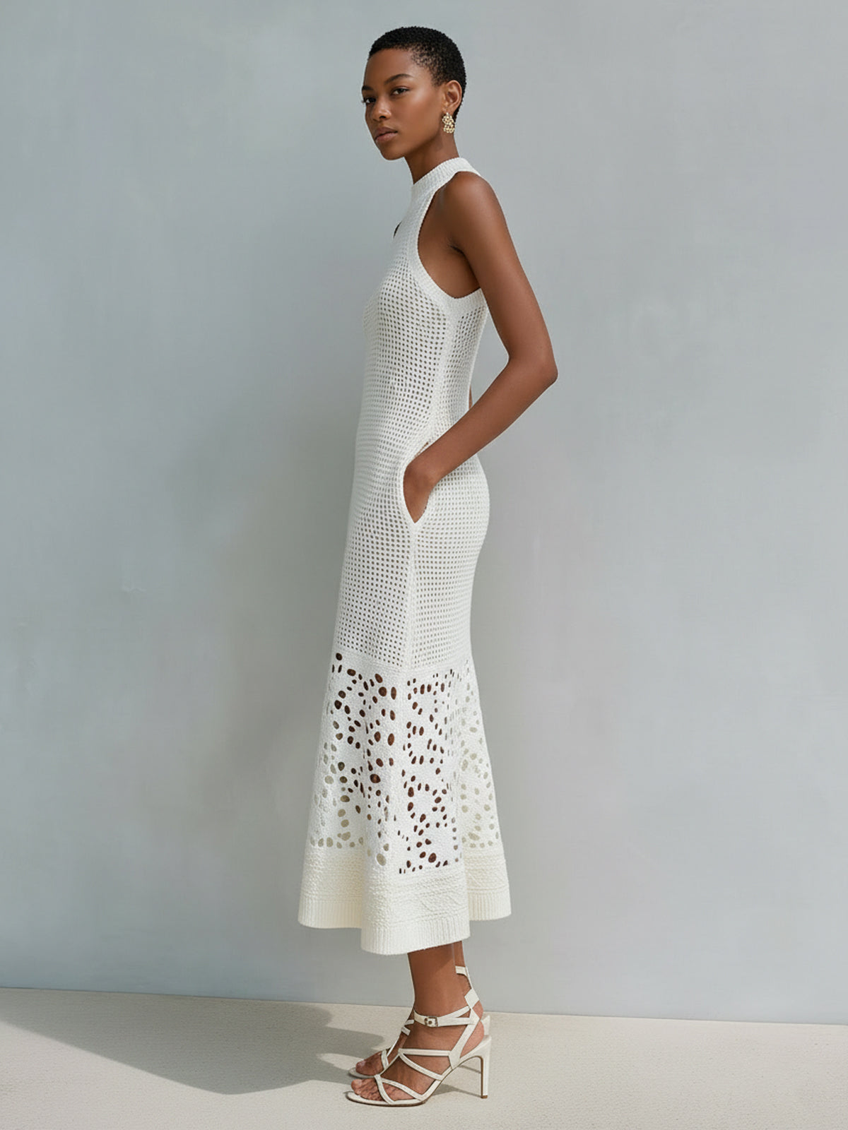 Ava | Elegant White Midi Wedding Guest Dress 2