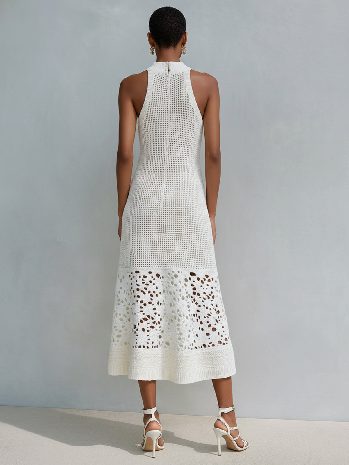 Ava | Elegant White Midi Wedding Guest Dress 3