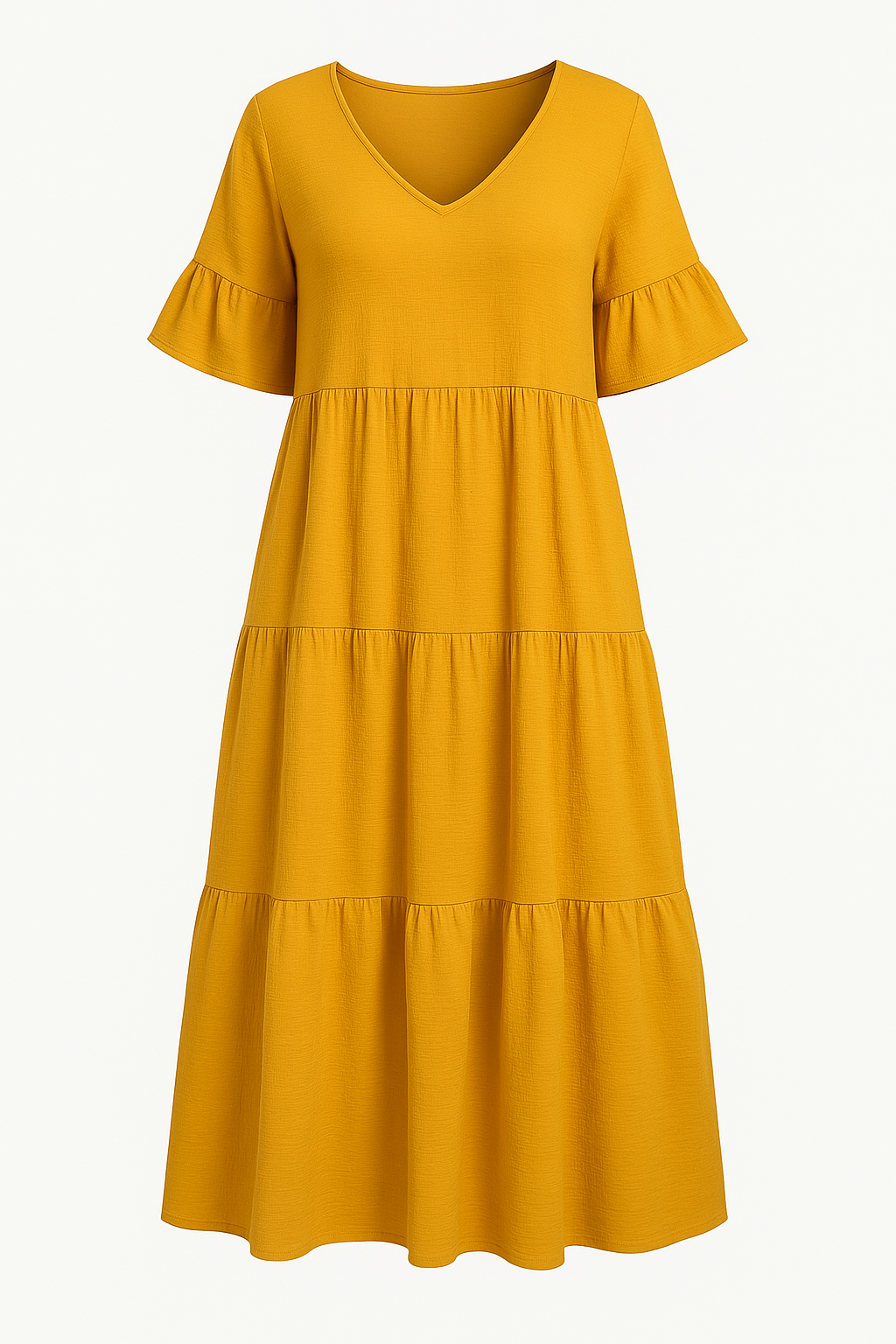 Camilla - Women's White Tiered Summer Dress with Ruffle Sleeves for Everyday Comfort