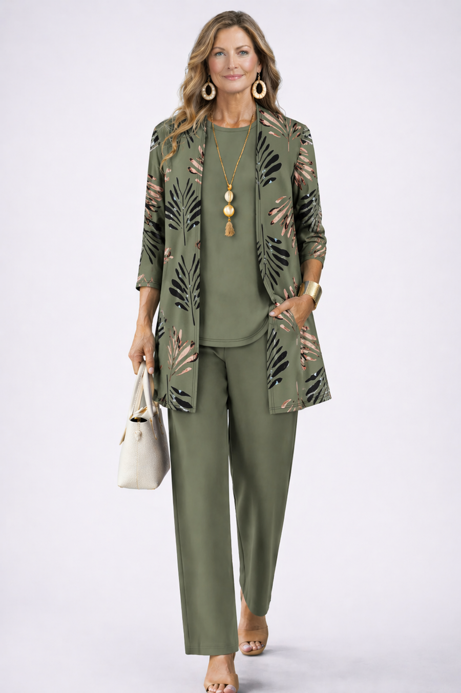Primrose Patterned Three Piece Trouser Set