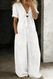 Elora V-Neck Short Sleeve Jumpsuit