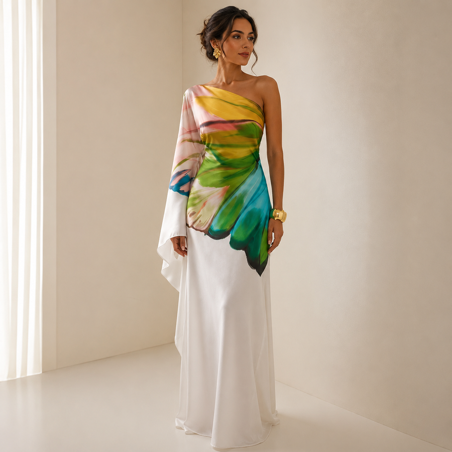 Sylvie One Shoulder A-Line Maxi Dress