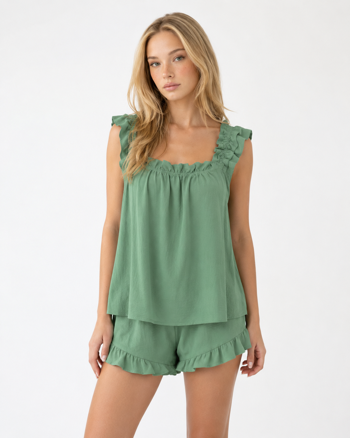 Leonie Ruffle Drawstring Two-Piece Set