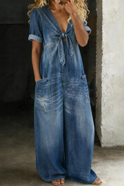 Elora V-Neck Short Sleeve Jumpsuit