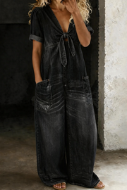 Elora V-Neck Short Sleeve Jumpsuit