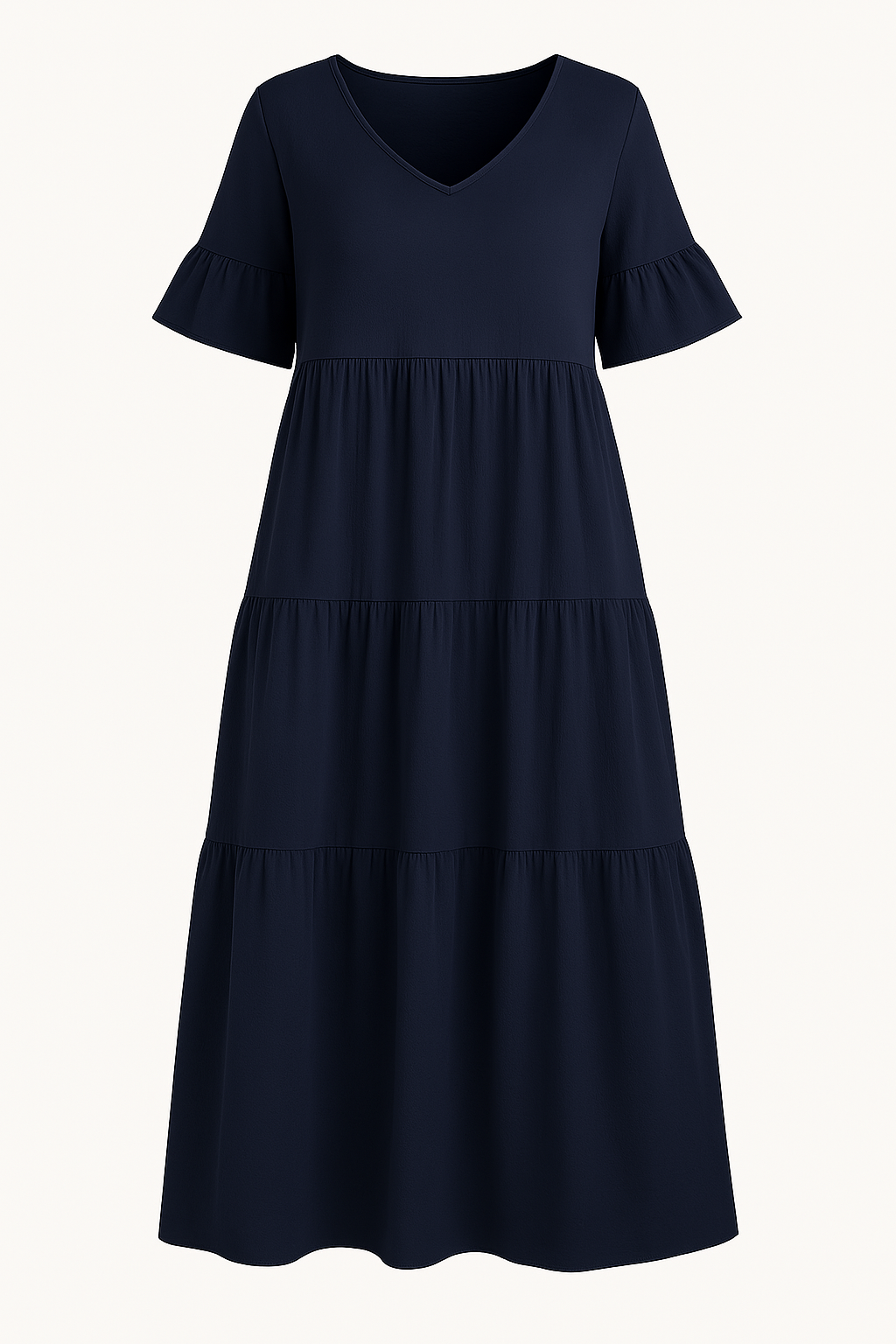 Camilla - Women's White Tiered Summer Dress with Ruffle Sleeves for Everyday Comfort