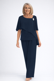 Chiffon Cape Trouser Set