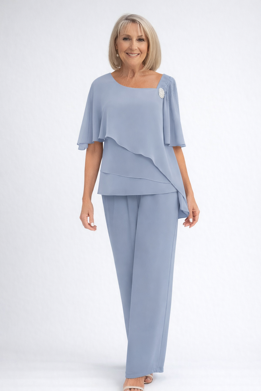 Chiffon Cape Trouser Set