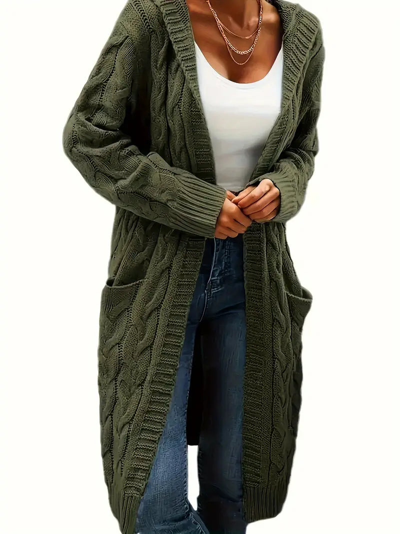 CozyChic – Women's Long Black Cardigan for Effortless Comfort and Layering