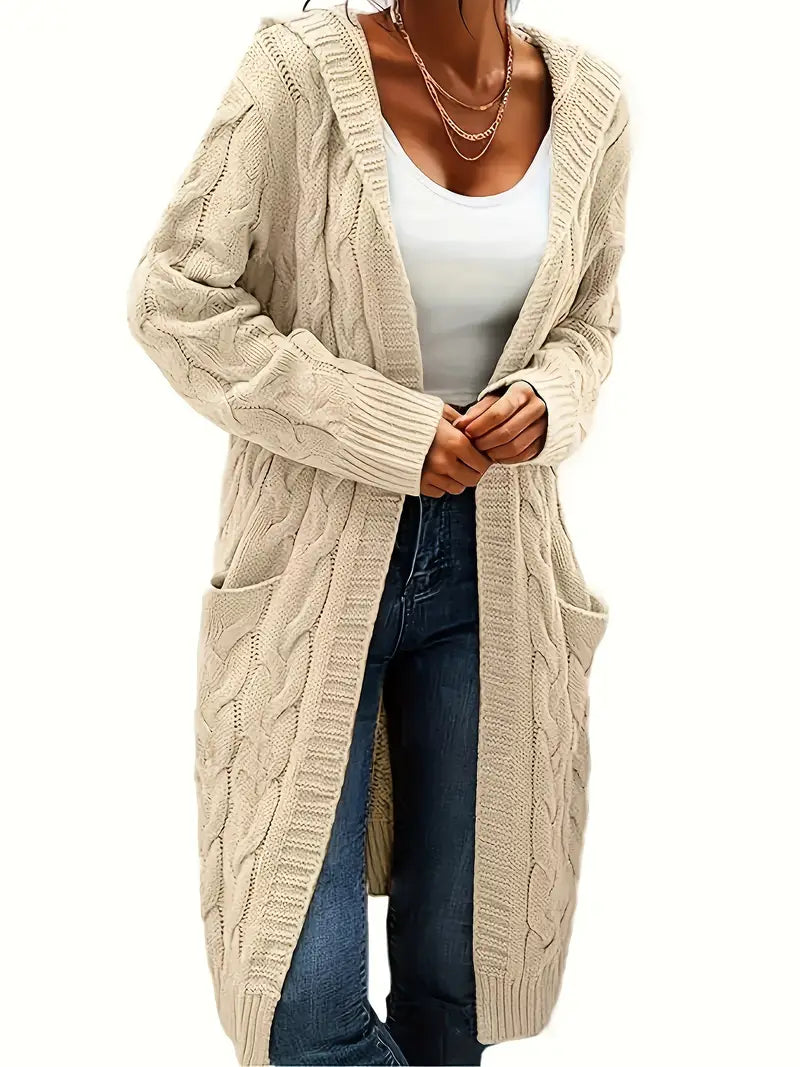 CozyChic – Women's Long Black Cardigan for Effortless Comfort and Layering