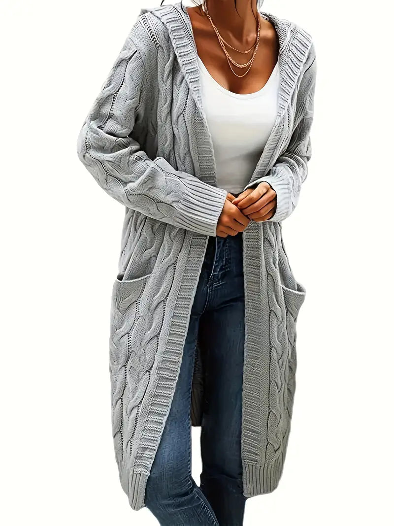 CozyChic – Women's Long Black Cardigan for Effortless Comfort and Layering