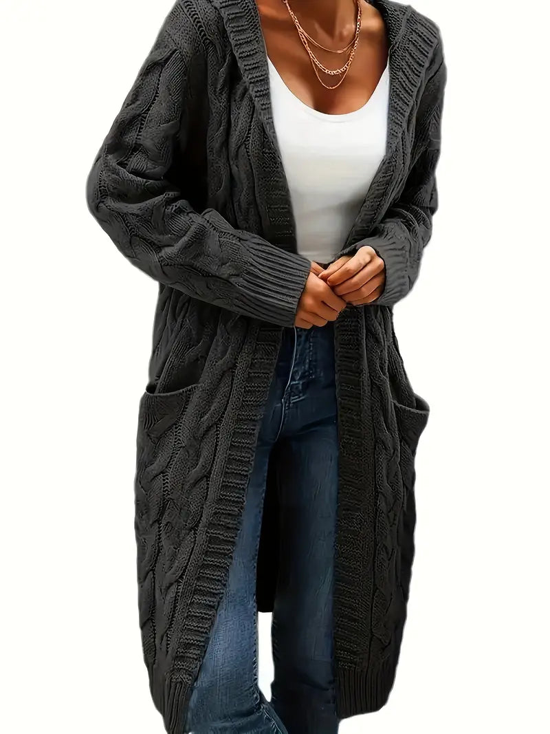 CozyChic – Women's Long Black Cardigan for Effortless Comfort and Layering