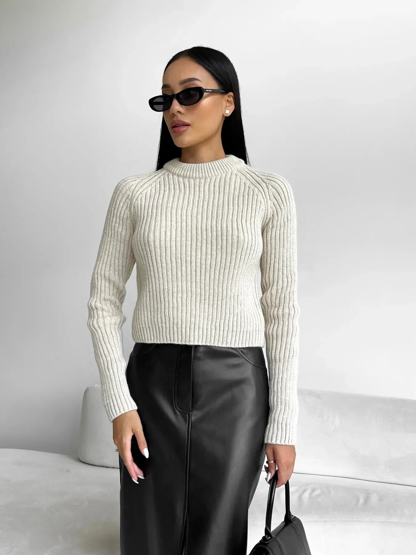 Eco-Friendly Faux Leather Maxi Skirt with High Slit for Women - Elegant Long Skirt