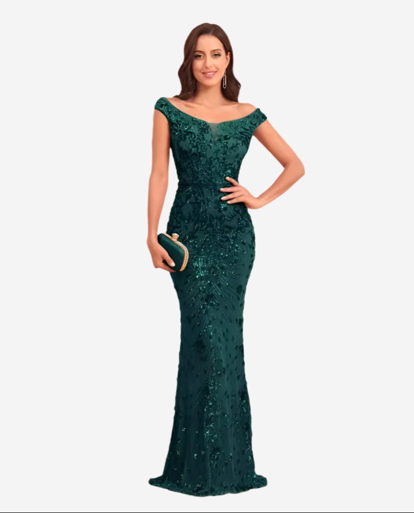 Elegant Sequin Long Sleeve Maxi Dress for Women - High Waist Glamour