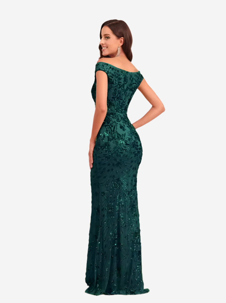Elegant Sequin Long Sleeve Maxi Dress for Women - High Waist Glamour
