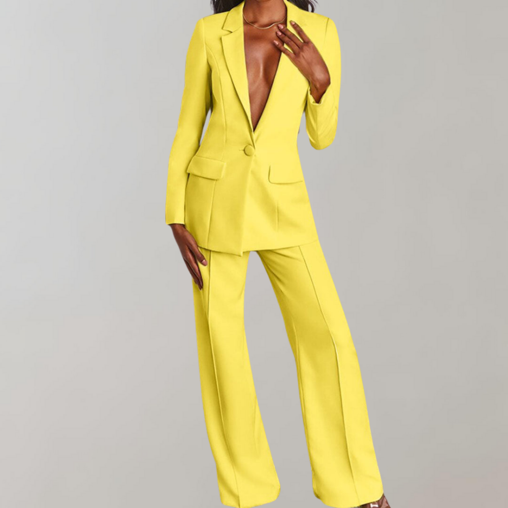 Elegant Women's Suit Set – Tailored Blazer and Slim-Fit Trousers in Pink for Effortless Style