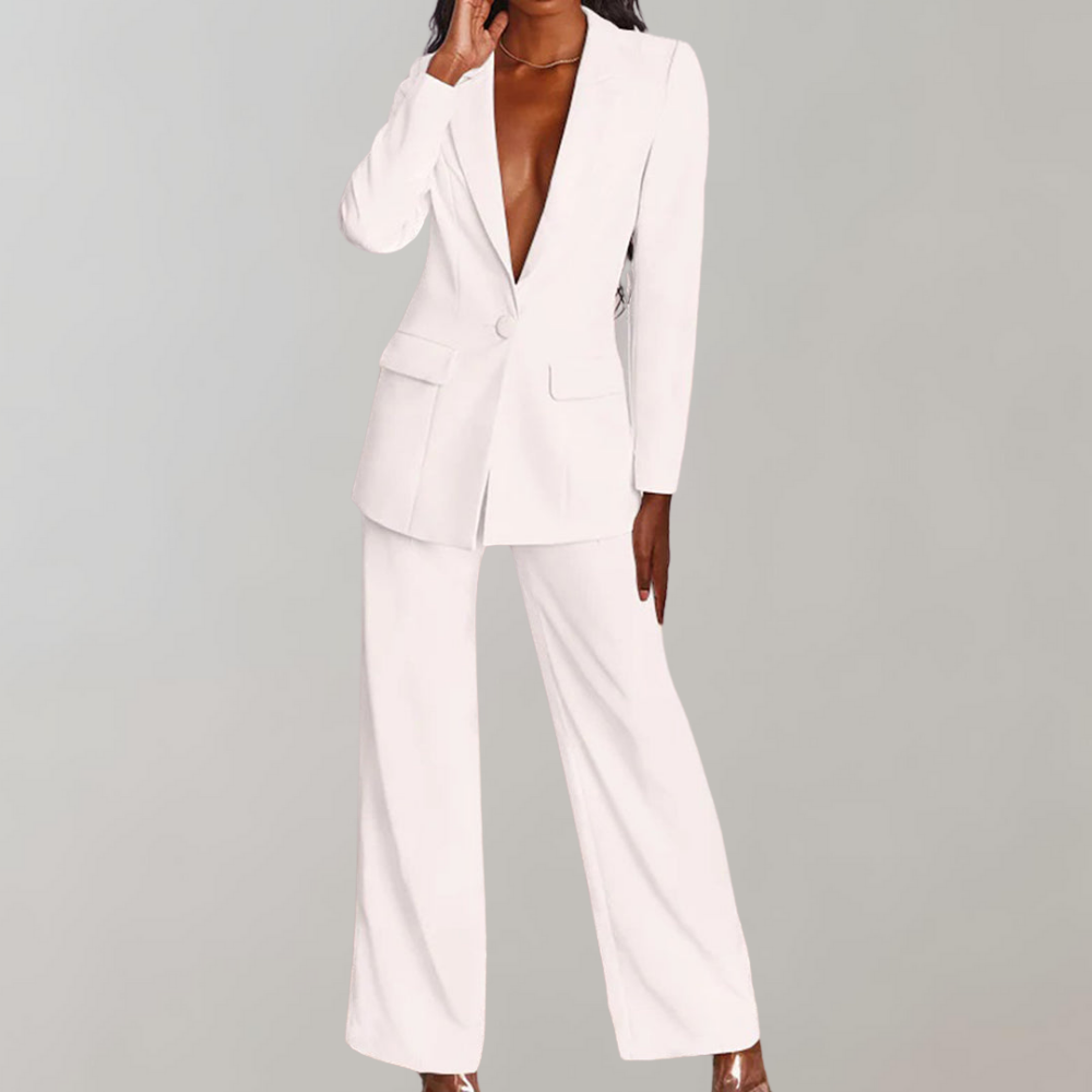 Elegant Women's Suit Set – Tailored Blazer and Slim-Fit Trousers in Pink for Effortless Style