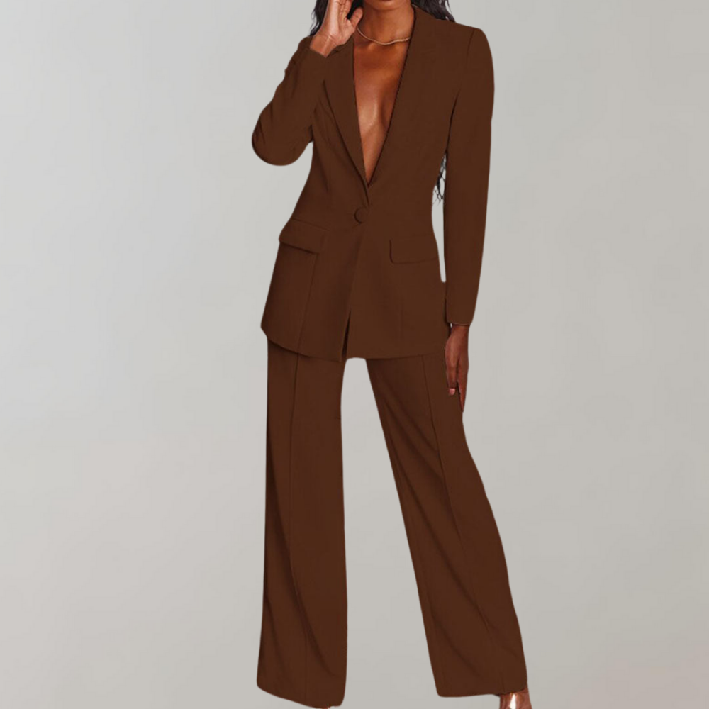 Elegant Women's Suit Set – Tailored Blazer and Slim-Fit Trousers in Pink for Effortless Style