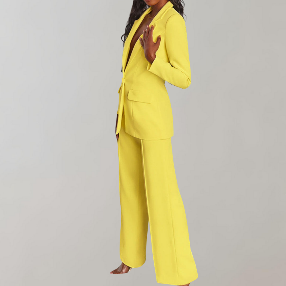 Elegant Women's Suit Set – Tailored Blazer and Slim-Fit Trousers in Pink for Effortless Style