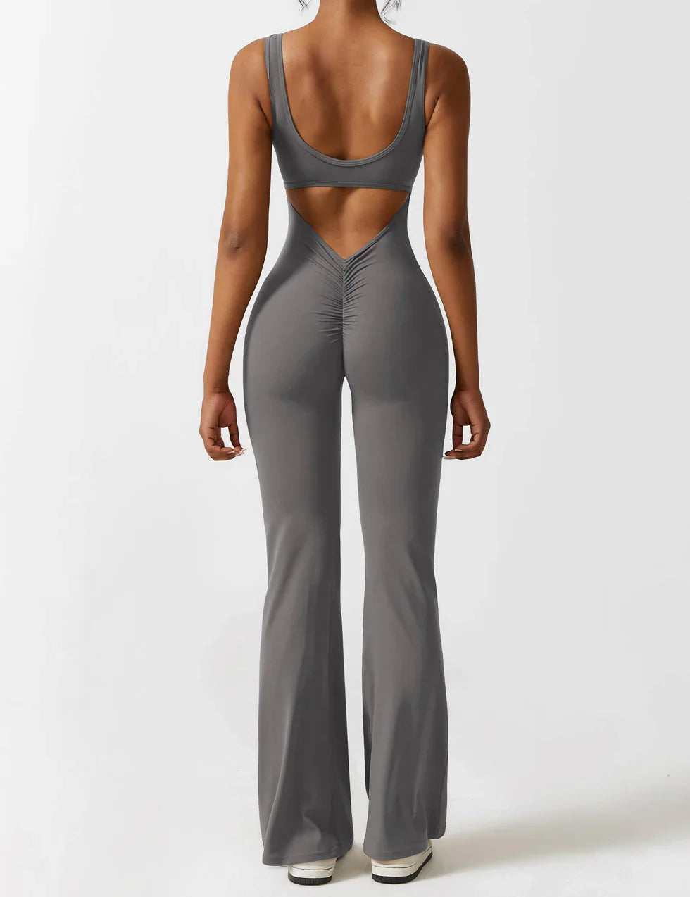 Elena Flared V-Back Jumpsuit - Stylish, Comfortable, Squat-Proof Fit