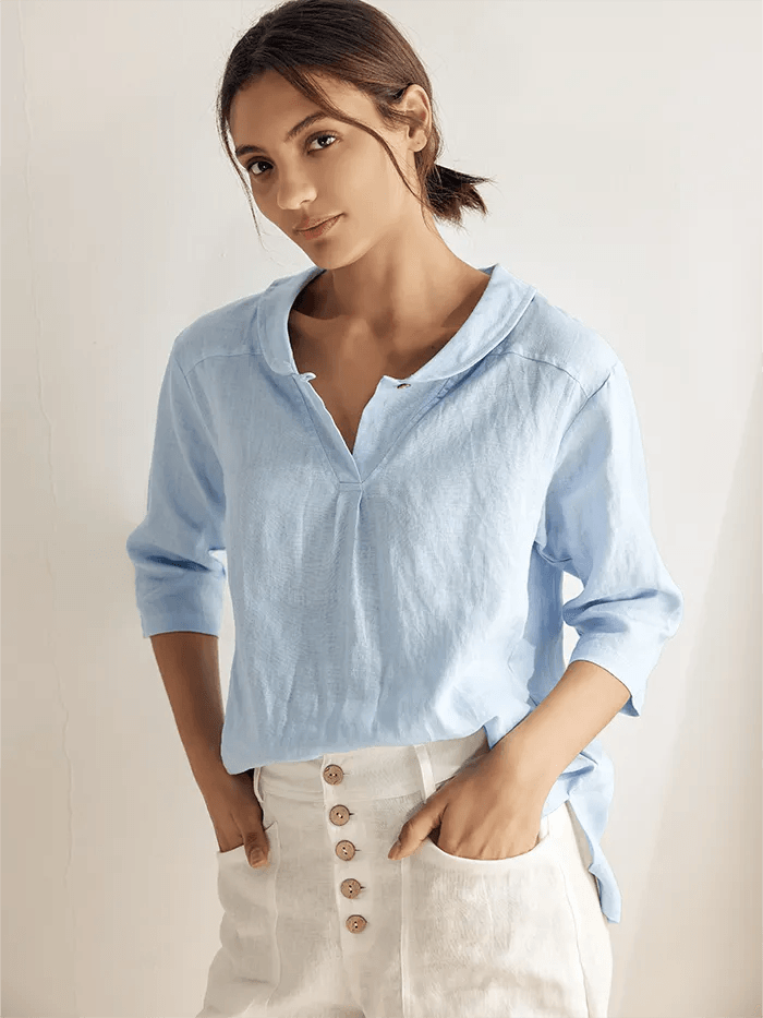 Ella | Stylish Asymmetrical Linen Blouse for Women 0