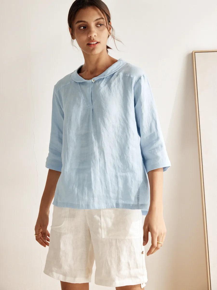 Ella | Stylish Asymmetrical Linen Blouse for Women 1