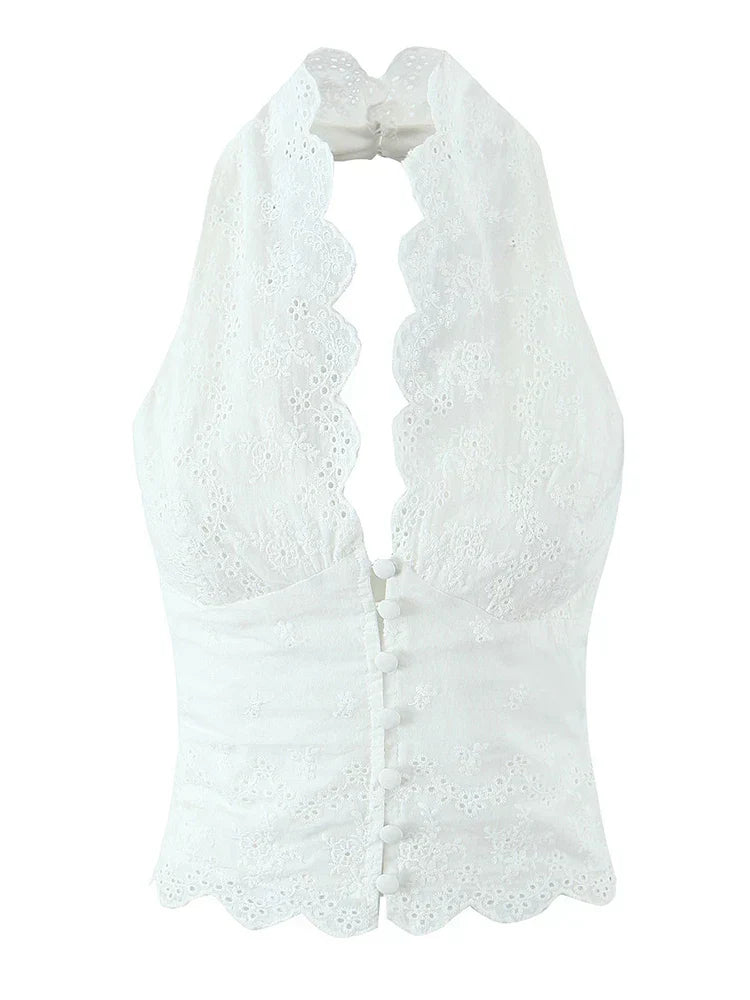 Primrose Broderie Halter Top
