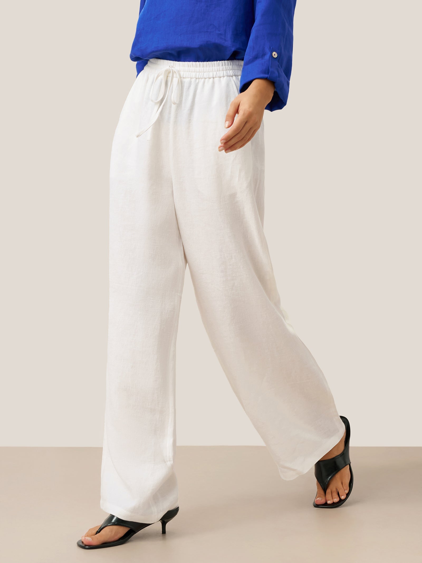 Ethan | Relaxed Comfortable White Linen Pants for Women 5
