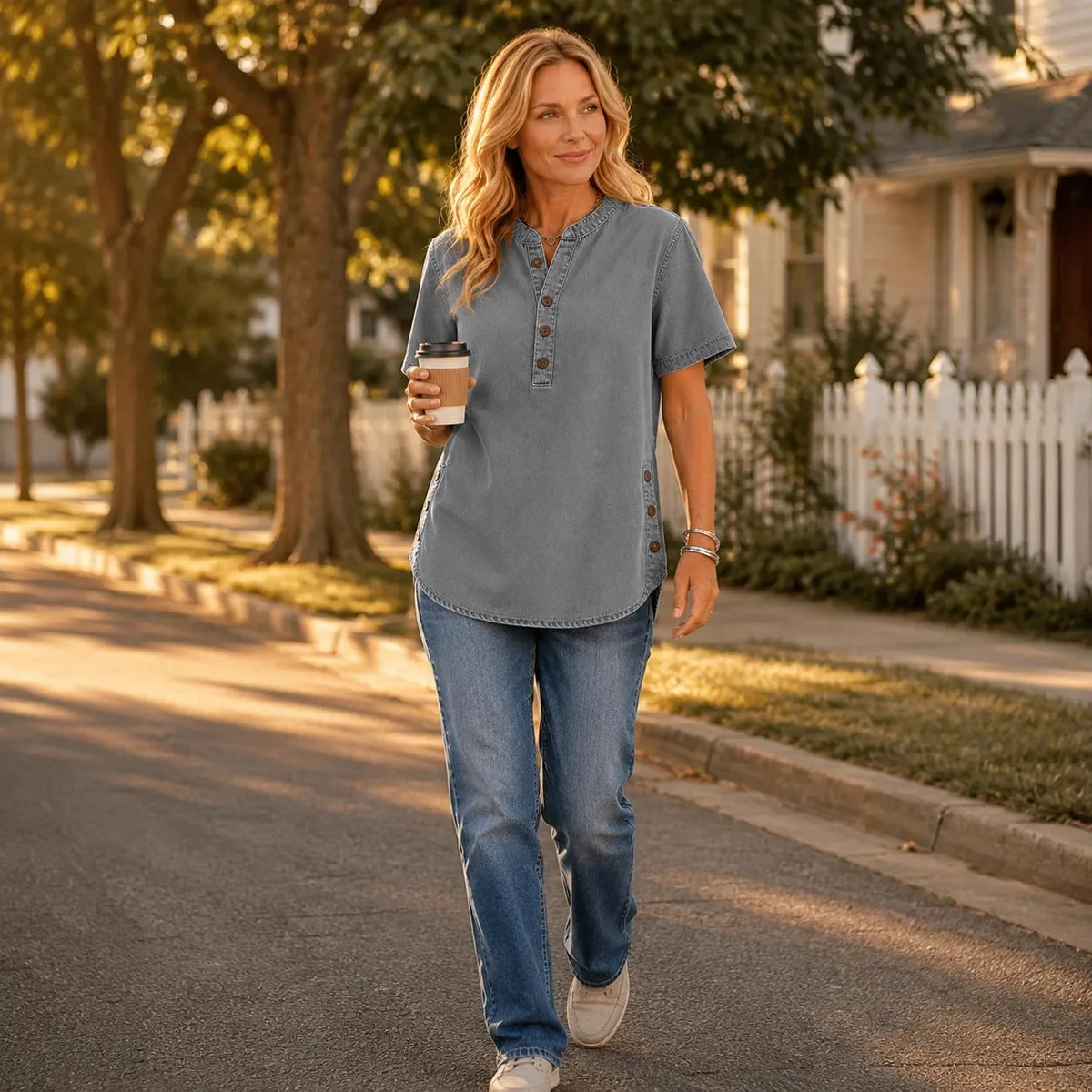 Tilda Side Button Henley Tunic
