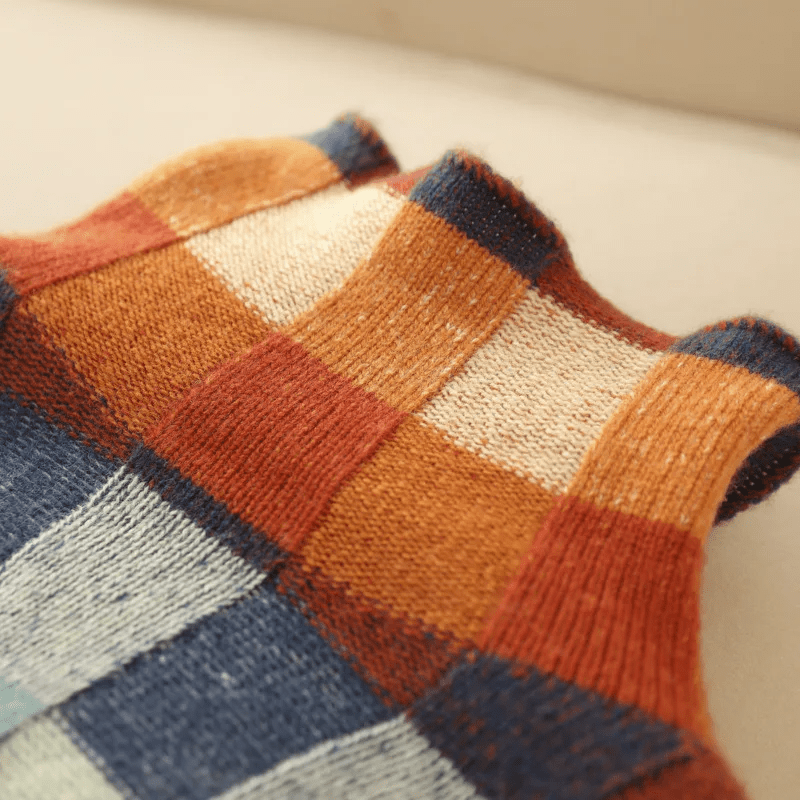 Cashmere Sweater Women - Cozy Patchwork Turtleneck for Ultimate Comfort