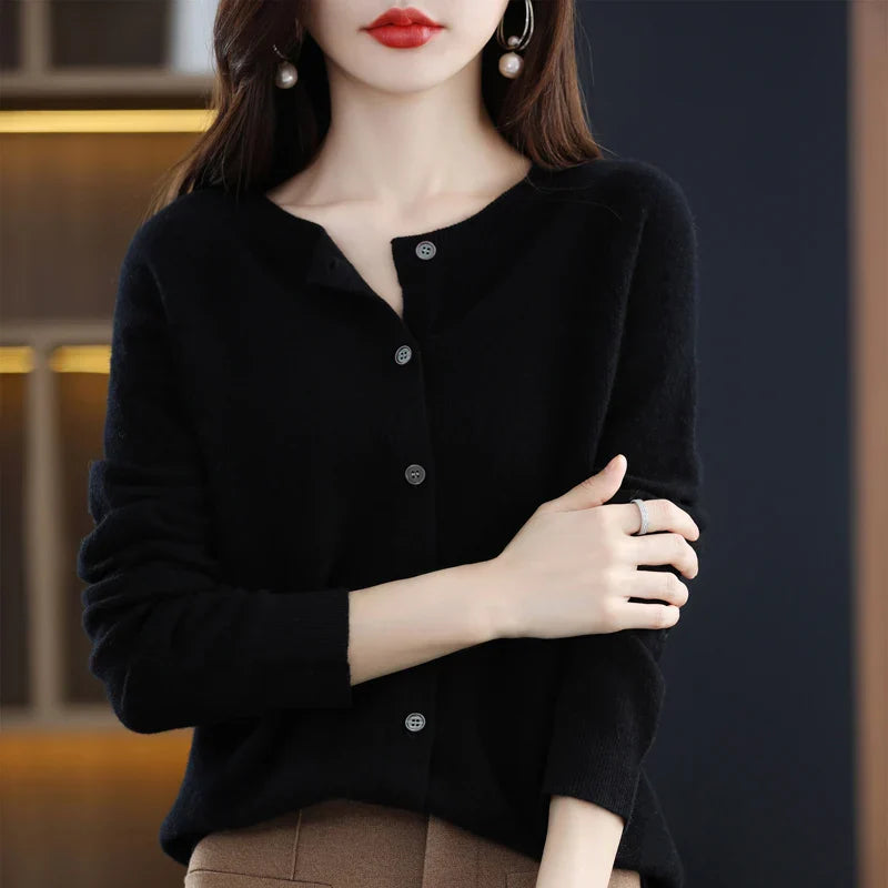 Variant image for Opal - Women's Long Cashmere Cardigan in Black for Stylish Comfort-1