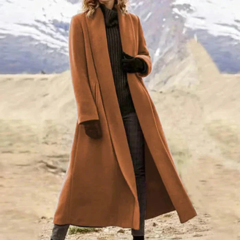 Variant image for Ophelia - Elegant Long Wool Coat for Women, Black Wool Trench Coat-41