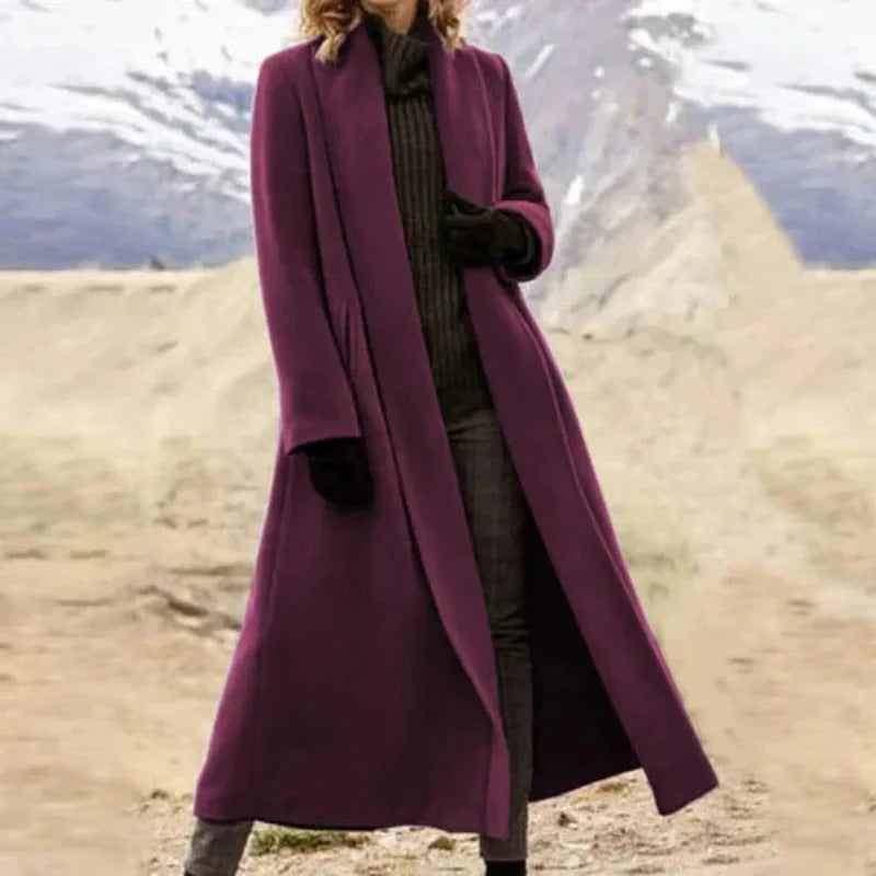 Variant image for Ophelia - Elegant Long Wool Coat for Women, Black Wool Trench Coat-25